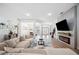 Spacious living room featuring a fireplace, modern decor, and an open layout at 967 Hunters Meadow Ln, Lakeland, FL 33809