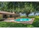 Inviting backyard pool with lush landscaping and a screened-in patio for relaxing and entertaining at 10 Webb Rd, Winter Haven, FL 33881