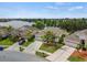 Aerial view of a lovely residential neighborhood with a serene lake and manicured lawns at 2544 Ladoga Dr, Lakeland, FL 33805