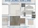 A collection of design choices including cabinets, countertops, paint, flooring, and exterior accents used in the home at 3158 Laurel Oak Ln, Winter Haven, FL 33884