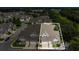 Aerial view of townhome highlighting its location within a community, featuring well-maintained landscaping and convenient parking at 4309 Shipp Ct, Lakeland, FL 33813