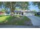 Charming single-story home with white brick exterior, mature tree, and well-maintained lawn at 6507 Shadowbrook Run, Lakeland, FL 33813