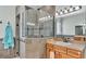 Bright bathroom showcasing a glass shower, tile design, and stylish fixtures at 6757 High Grove Dr, Lakeland, FL 33813