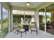 Relaxing screened porch with comfortable seating and view of the manicured yard, ideal for outdoor enjoyment at 7770 Lake James Blvd, Lakeland, FL 33810