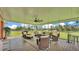 A relaxing screened patio features comfortable seating and tranquil backyard views at 1044 Timbers Dr, Fort Meade, FL 33841