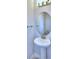 Elegant half bathroom with pedestal sink, decorative mirror, and modern lighting at 1497 Leamington Ln, Winter Haven, FL 33884