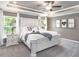 Bright bedroom features decorative ceilings, large windows, and a luxurious bed with white linens and pillows at 1846 Daystar Dr, Haines City, FL 33844