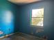 Bedroom with vibrant blue walls and a sunlit window, ready for a transformation into a cozy retreat at 2250 Maple Hill Dr, Lakeland, FL 33811