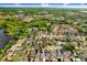Aerial view showcases the neighborhood, ponds, landscaping, and surrounding area at 8818 Tottenham Way, Kissimmee, FL 34747