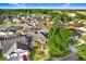Aerial view of a neighborhood showcasing neatly arranged homes surrounded by lush green trees at 8818 Tottenham Way, Kissimmee, FL 34747