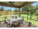 Covered outdoor patio with dining set, ideal for entertaining and enjoying the backyard view at 961 Christina Chase Dr, Lakeland, FL 33813