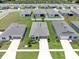 Aerial view of the neighborhood showcasing well-maintained homes, landscaping, and orderly street layout at 221 Hilltop Bloom Loop, Haines City, FL 33844