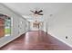 Expansive living room with hardwood floors, ample natural light, and an open concept at 504 Prado Pl, Lakeland, FL 33803