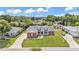 Aerial shot showcasing the home, front lawn, and the property's well-manicured landscaping at 5579 Summerland Hills Dr, Lakeland, FL 33812