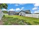 The home features a large yard with a privacy fence surrounding the in-ground swimming pool and screened outdoor patio at 5579 Summerland Hills Dr, Lakeland, FL 33812