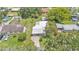 Aerial view of home showcasing the shed, driveway, and landscaping at 640 Forrest Dr, Bartow, FL 33830