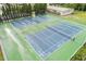 The community's tennis courts, with vibrant blue surfaces and well-maintained nets, offers an active lifestyle for all residents at 6964 Lake Eaglebrooke Dr, Lakeland, FL 33813