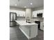 Modern kitchen showcasing a kitchen island with white cabinets, stainless steel appliances, and sleek countertops at 801 Robson W St, Lakeland, FL 33805