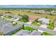 Aerial view of a suburban neighborhood with well-maintained homes, green lawns, and mature trees at 9017 Se 119Th St, Summerfield, FL 34491