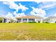 Backyard features a large green lawn and screened in porch at 9017 Se 119Th St, Summerfield, FL 34491