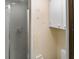 This bathroom features a shower, toilet, and a vanity with butterflies on the wall at 925 Fenton Ln # 18, Lakeland, FL 33809