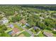 Aerial view of a neighborhood with mature trees and lush greenery, showcasing single-Gathering homes in a serene setting at 1210 Heidi S Ln, Lakeland, FL 33813