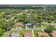 Wide aerial view showing the home in a verdant, tree-filled neighborhood with single Gathering homes at 1210 Heidi S Ln, Lakeland, FL 33813