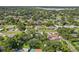 Aerial view showcasing neighborhood homes with mature trees and private backyard pools in the community at 1210 Heidi S Ln, Lakeland, FL 33813