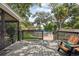 Wooden deck overlooking a backyard with an above ground pool and privacy fence at 1210 Heidi S Ln, Lakeland, FL 33813
