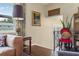 Inviting living room features a lamp, staircase, and elegant decor at 1210 Heidi S Ln, Lakeland, FL 33813