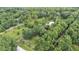 Captivating aerial perspective of a home enveloped by mature trees and flourishing greenery in a tranquil setting at 15345 Angus Rd, Polk City, FL 33868