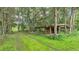 Storage shed nestled in wooded area at 15345 Angus Rd, Polk City, FL 33868