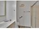 Bathroom with a stall shower and swan accessory at 451 Village Sw Cir, Winter Haven, FL 33880