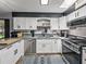 Modern kitchen features stainless steel appliances, white cabinetry, and granite countertops at 7150 Orange Way, Lakeland, FL 33810