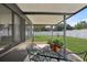 View of the covered patio with dining area, perfect for outdoor meals at 8219 Rangers Path, Lakeland, FL 33809