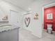 Clean bathroom featuring a granite countertop, a white shower curtain, and a separate toilet area at 2811 Grandbury Grove, Lakeland, FL 33811