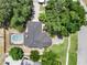 An aerial shot features a home with an in-ground screened pool and lush landscaping at 351 Crystal Ridge Way, Lake Mary, FL 32746