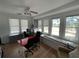 Bright home office with built-in window seat at 214 S Riverside Dr, New Smyrna Beach, FL 32168