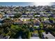 Picturesque aerial view showcasing a residential neighborhood with swimming pools near the ocean at 4606 Doris Dr, New Smyrna Beach, FL 32169