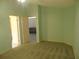 Green bedroom with ceiling fan, adjacent to the living room at 714 Fox Tail Ct, New Smyrna Beach, FL 32168