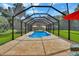 This inviting in-ground pool is surrounded by a screened-in patio perfect for outdoor relaxation at 2536 Paige Ave, New Smyrna Beach, FL 32168