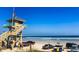 Lifeguard stand on beach with parked cars and people at 628 10Th St, Daytona Beach, FL 32117