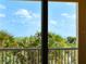 Beautiful view from the balcony of palm trees and the ocean at 253 Minorca Beach Way # 205, New Smyrna Beach, FL 32169