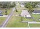 Aerial view showcasing a home's backyard, driveway, and surrounding landscape at 1331 Umbrella Tree Dr, Edgewater, FL 32132