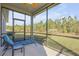 Relaxing screened patio with a comfortable lounge chair and a beautiful view of the backyard at 270 Eagle Harbor Way, Daytona Beach, FL 32124