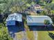 Aerial view of two metal buildings, one appearing to be under construction at 977 Bay Dr, New Smyrna Beach, FL 32168