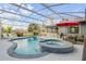 Screened-in pool and spa area perfect for relaxation and outdoor entertaining with a patio set at 1052 Tompkins Dr, Port Orange, FL 32129