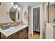 Updated bathroom with walk-in shower and stylish vanity at 116 Cedar Dunes Dr, New Smyrna Beach, FL 32169