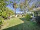 Large backyard with green grass and tropical plants at 103 Sea St, New Smyrna Beach, FL 32168