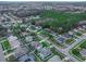 Aerial view of residential neighborhood showcasing homes, landscaping, and streets at 1381 S Wembley Cir, Port Orange, FL 32128